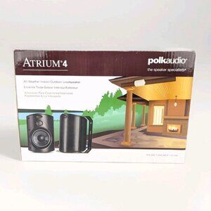 NEW Polk Audio Atrium 4 All-Weather Indoor/Outdoor Speaker Pair, BLACK REG $250